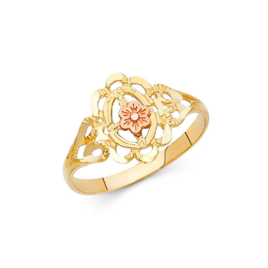 14K Two-Tone Gold Filigree Flower Ring