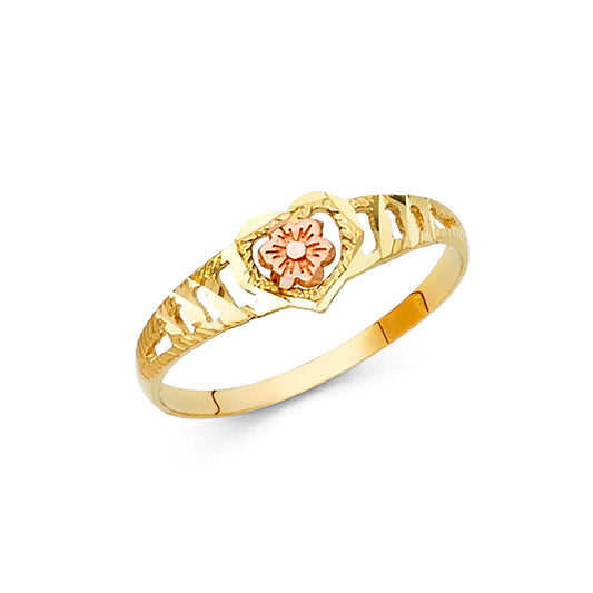 14K Two-Tone Gold Flower Design Ring
