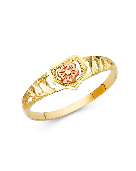 14K Two-Tone Gold Flower Design Ring