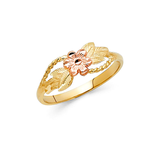 14K Two-Tone Gold Rose Design Ring