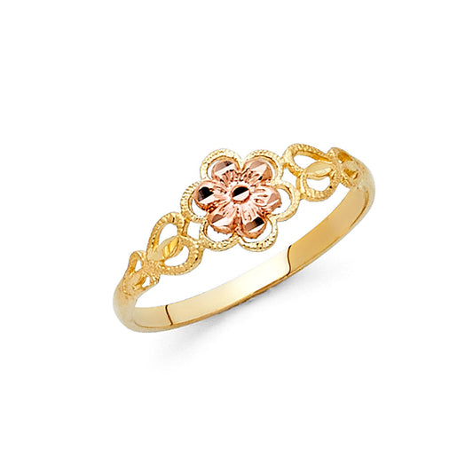 14K Two-Tone Gold Rose Design Ring
