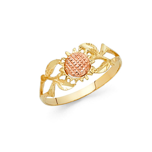 14K Two-Tone Gold Sunflower Design Ring
