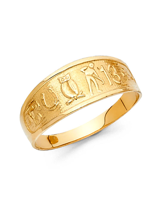 14K Yellow Gold Good Luck Symbol Ring