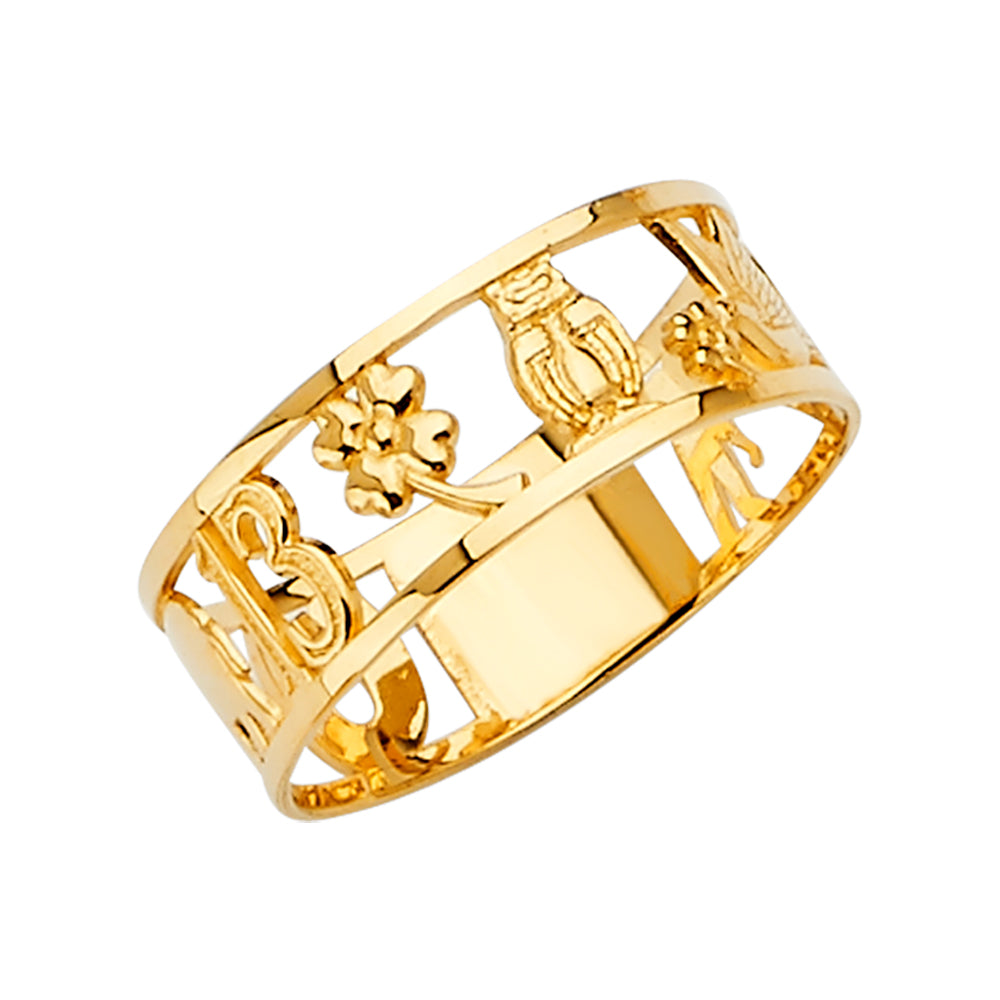 14K Yellow Gold Good Luck Symbol Ring