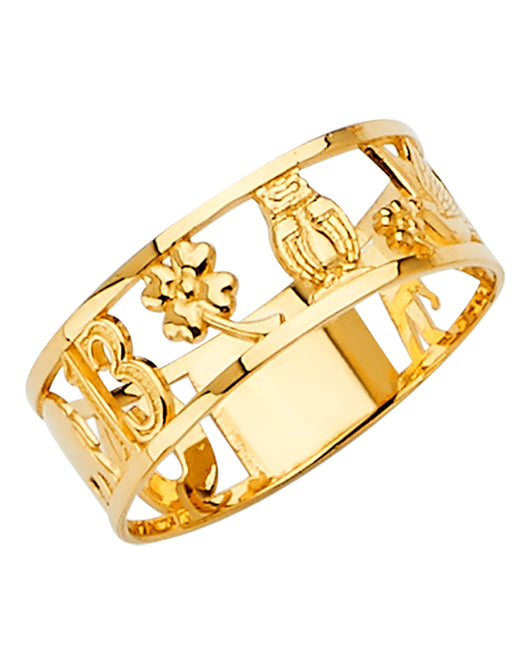 14K Yellow Gold Good Luck Symbol Ring