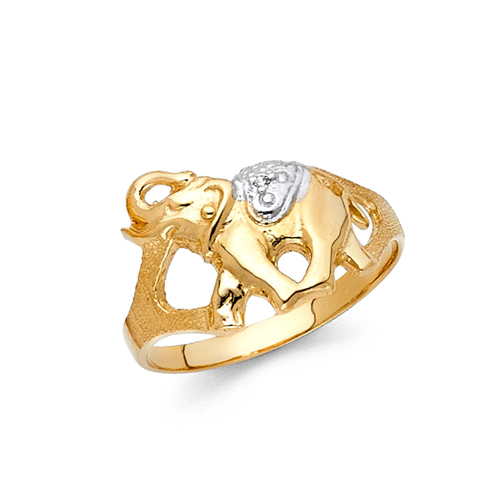 14K Two-Tone Gold Elephant Design Ring