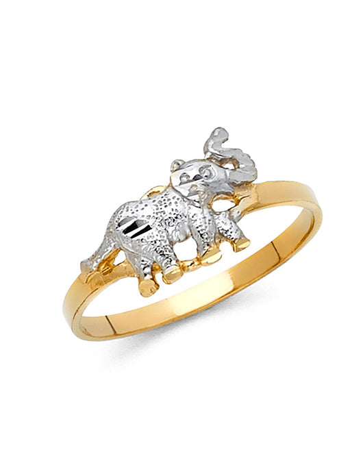 14K Two-Tone Gold Elephant Design Ring