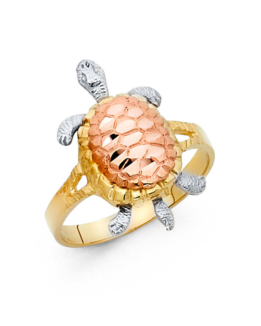 14K Tri-Color Gold Turtle Design Ring