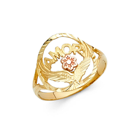 14K Two-Tone Gold Women's Amor Hummingbird Design Ring