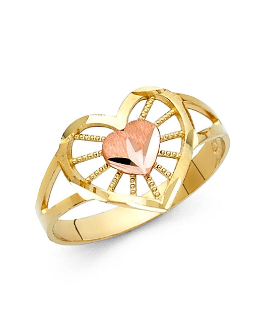 14K Two-Tone Gold Heart Design Ring
