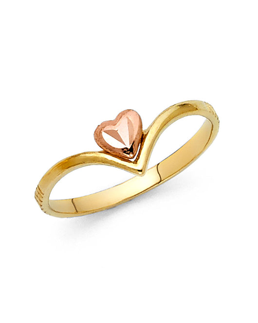 14K Two-Tone Gold Heart Bypass Ring