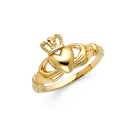 14K Yellow Gold Claddagh Heart Ring