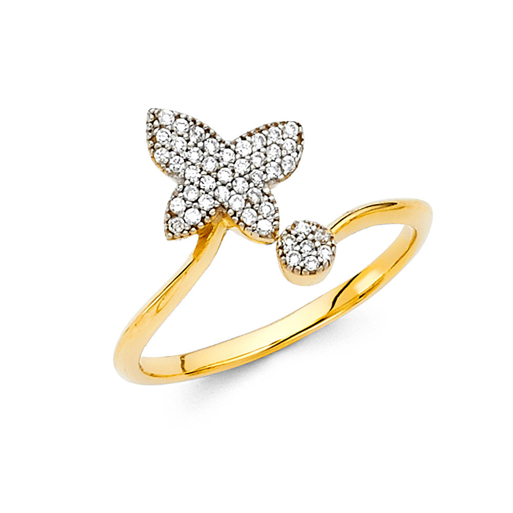 14K Two-Tone Gold Women’s Butterfly CZ Ring
