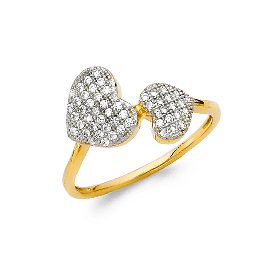 14K Yellow Gold Women’s CZ Heart Ring