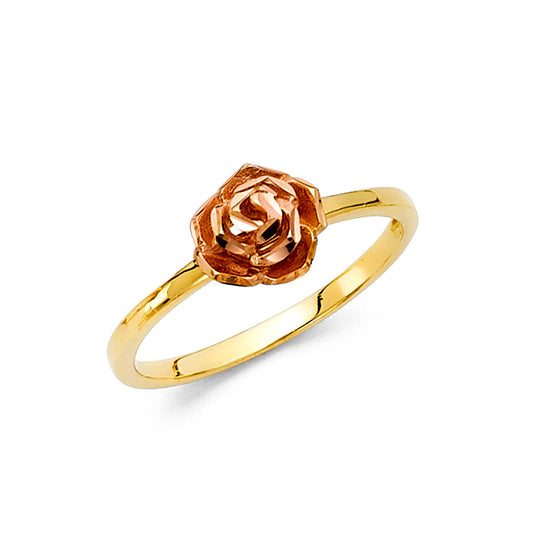 14K Two-Tone Gold Women's Rose Design Ring