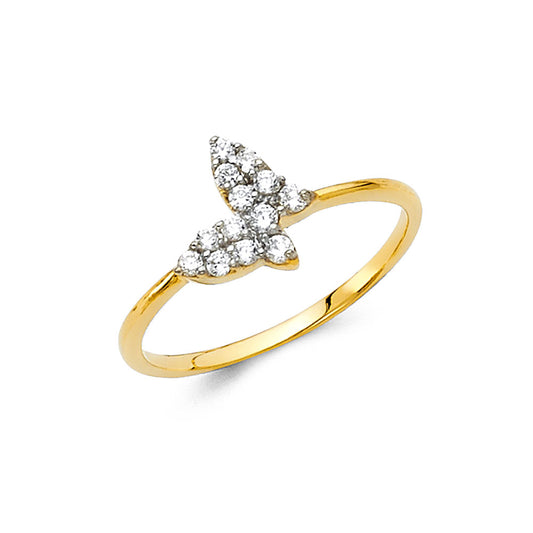14K Yellow Gold Women’s Butterfly CZ Ring