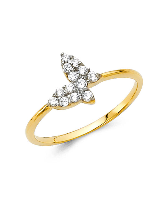 14K Yellow Gold Women’s Butterfly CZ Ring