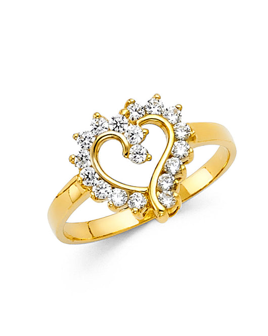 14K Yellow Gold Women’s CZ Heart Ring