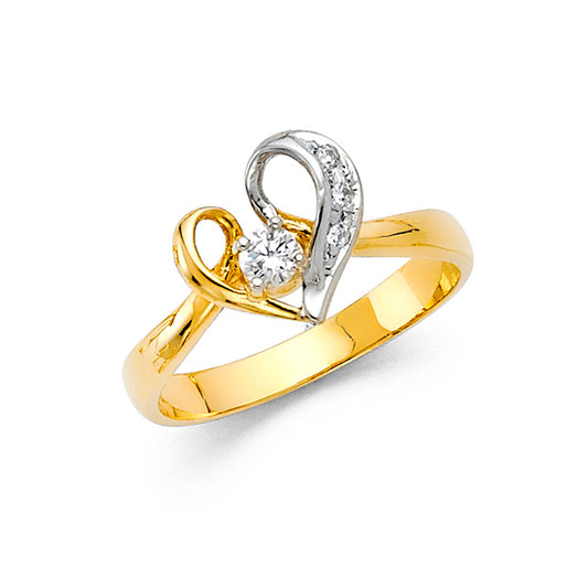 14K Yellow Gold Women’s CZ Heart Ring
