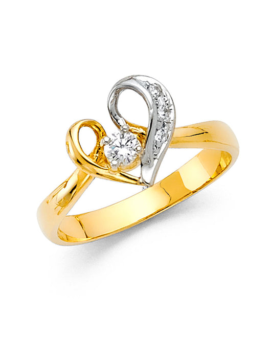 14K Yellow Gold Women’s CZ Heart Ring