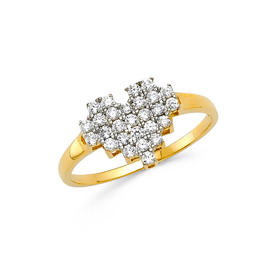 14K Yellow Gold Women’s CZ Heart Ring