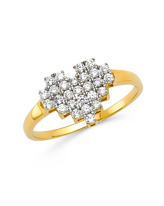 14K Yellow Gold Women’s CZ Heart Ring