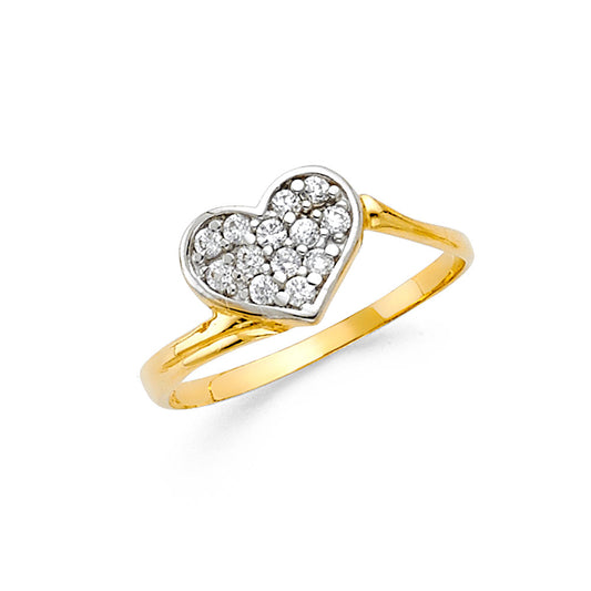 14K Yellow Gold Women’s CZ Heart Ring