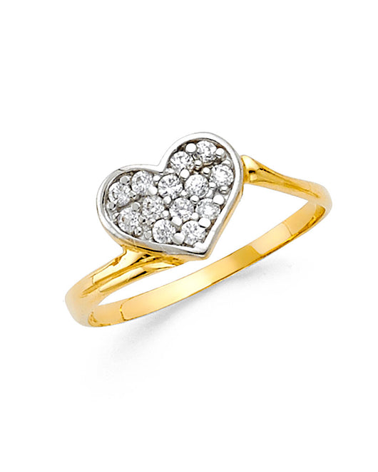14K Yellow Gold Women’s CZ Heart Ring