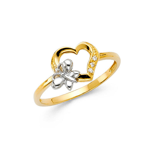 14K Yellow Gold Women’s CZ Heart Ring