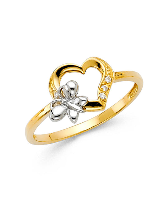 14K Yellow Gold Women’s CZ Heart Ring