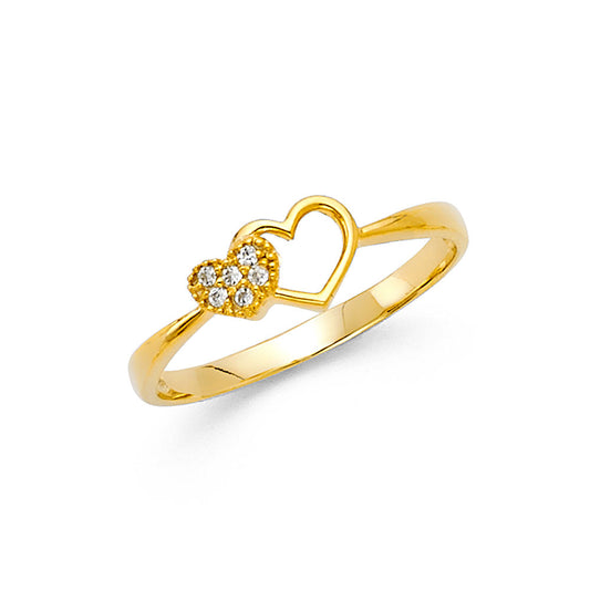 14K Yellow Gold Women’s CZ Heart Ring