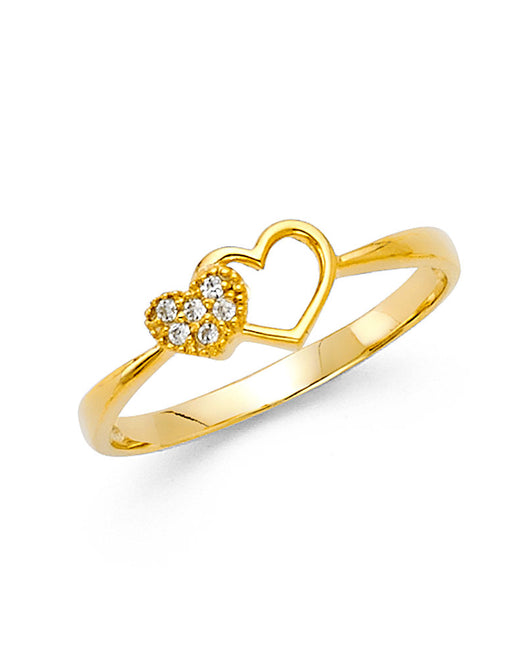 14K Yellow Gold Women’s CZ Heart Ring