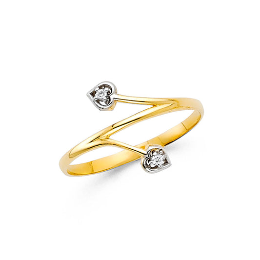 14K Two-Tone Women’s CZ Heart Ring