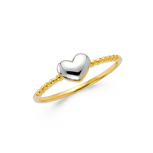 14K Two-Tone Gold Women's Heart Design Ring