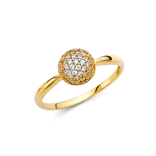 14K Yellow Gold CZ Light Band Ring
