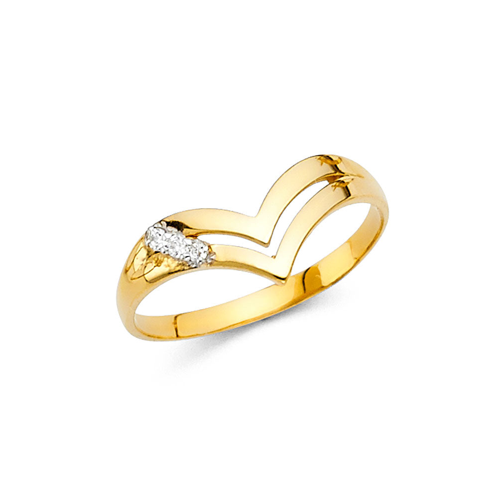 14K Yellow Gold CZ Light Band Ring
