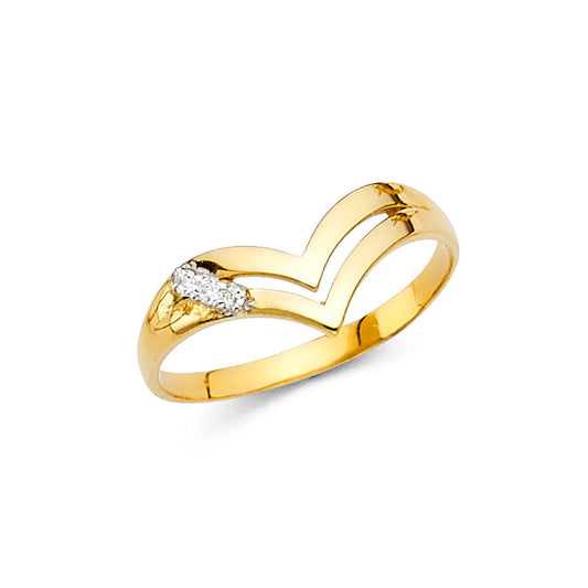 14K Yellow Gold CZ Light Band Ring