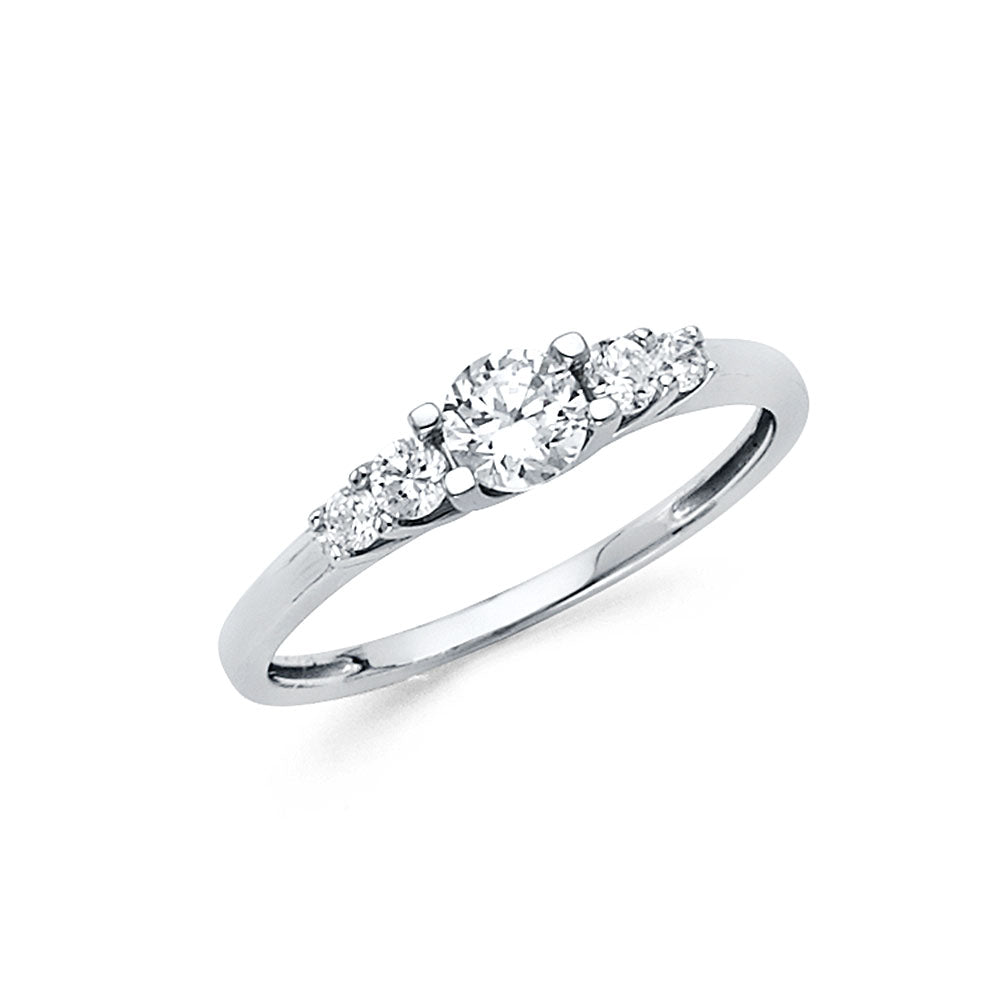 14K White Gold Women’s Round Cubic Zirconia Engagement / Bridal Ring