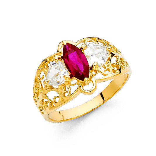 14K Yellow Gold Women’s Marquise & Heart CZ Ring
