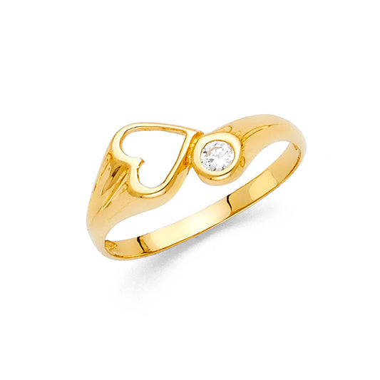 14K Yellow Gold Women’s CZ Heart Ring