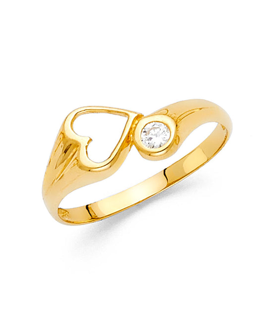 14K Yellow Gold Women’s CZ Heart Ring