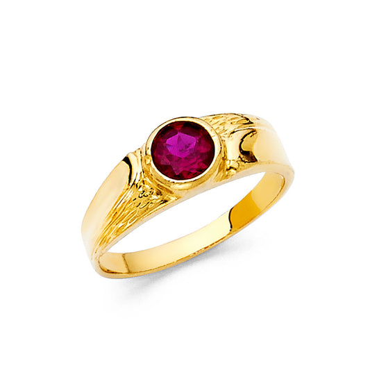 14K Yellow Gold Children’s / Teen’s Ring with Synthetic Red Stone