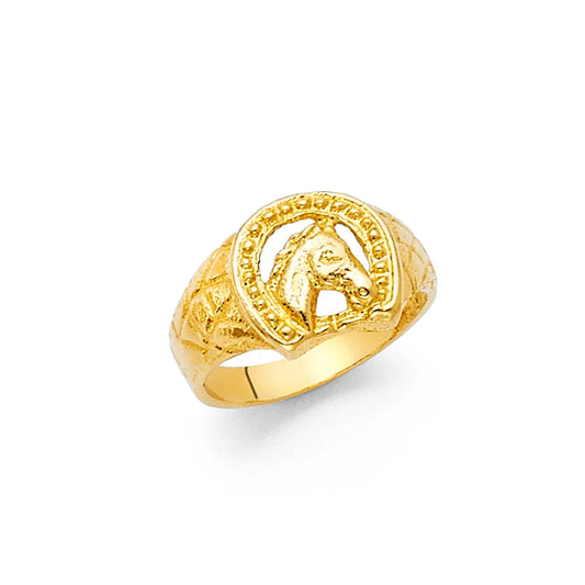 14K Yellow Gold Horse & Horseshoe Design Children’s Ring