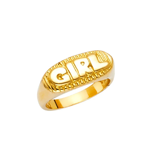 14K Yellow Gold “GIRL” ID Style Children’s Ring