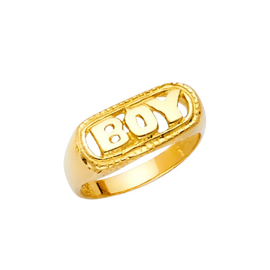 14K Yellow Gold “BOY” ID Style Children’s Ring