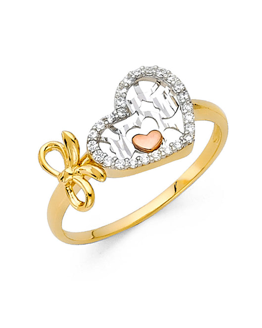 14K Yellow Gold Women’s CZ Heart Ring