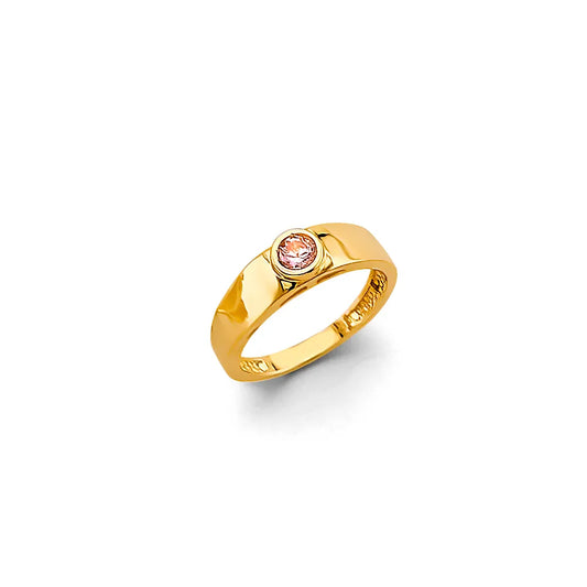 14K Yellow Gold Children’s Pink CZ Bezel Ring