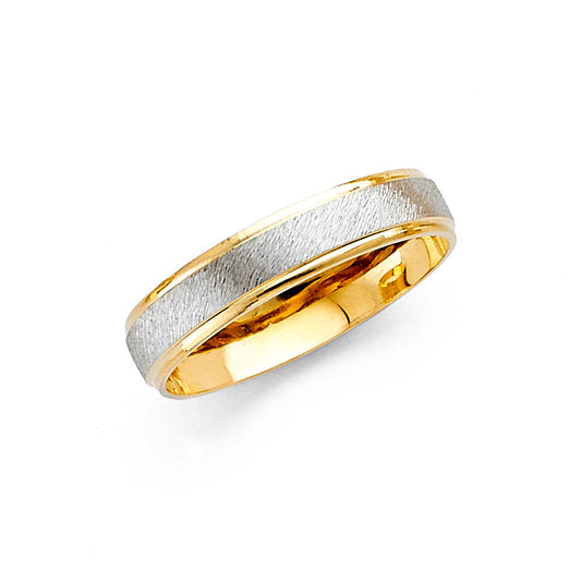14K Two-Tone Gold Brushed Center 4mm Women's Wedding Band