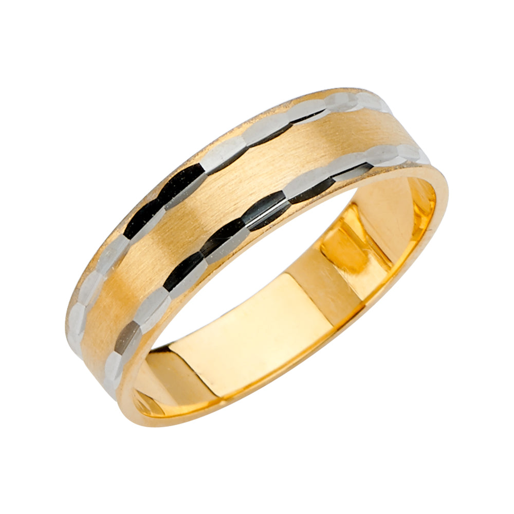 14K Two-Tone Gold Diamond-Cut Edge 6mm Men's Wedding Band