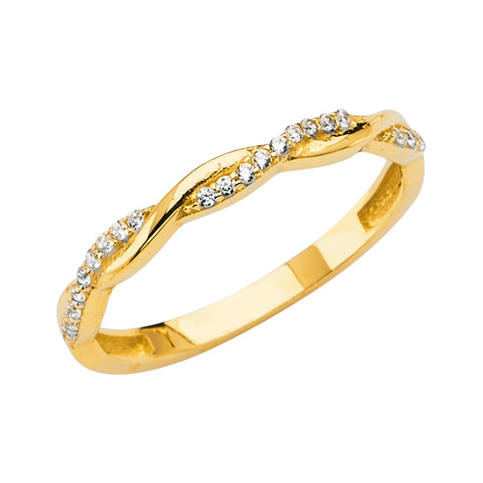 14K Yellow Gold CZ Light Band Ring